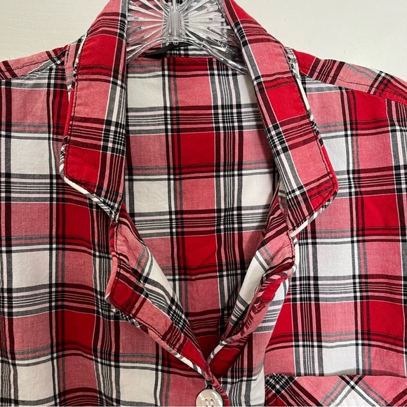VICTORIA’S SECRET Red, White, and Black Button Down Pajama Top | size medium - Picture 3 of 12